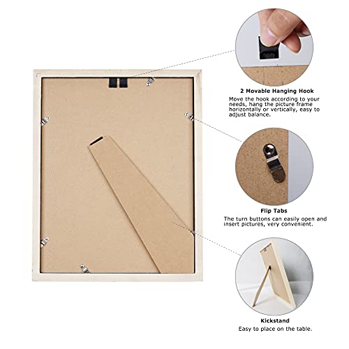 Charein 11X14 Picture Frame Set Of 6, Made Of Solid Wood For 8X10 Pictures With Mat Or 11X14 Without Mat, Multi Photo Frames For Wall Hanging And Tabletop Display Home Office Decor, Wood Grain #TOP5