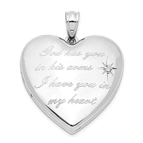 925 Sterling Silver Plate God Has. Diamond Ash Holder Heart Photo Pendant Charm