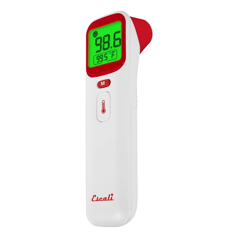 Thermomètre auriculaire et frontal Escali BT601 avec alarme de fièvre et écran rétroéclairé rouge blanc