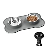 URPOWER Dog Bowls Stainless Steel Dog Bowl with No Spill Dog Food Bowl Non-Slip Silicone Mat Feeder Bowls Pet Bowl for Puppy Small Medium Dogs Cats and Pets