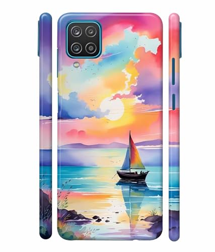 Image of Printed Hard Back Case Cover & Compatible for Samsung Galaxy M12 / Samsung F12 / Samsung A12 | Vector Ship Nature Art (Multicolor) - D1209