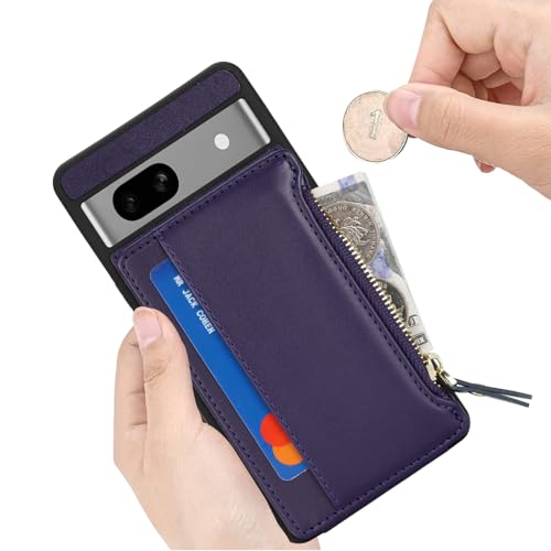 Image of Cavor for Google Pixel 7a Case Wallet with Card Holder, Purple