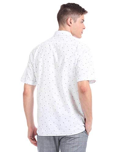Image of Arrow Men's Regular Fit Sports White Printed Shirt