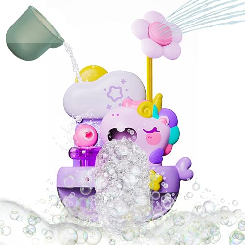 SPITZER TOYS® Licorne moussante avec douchette bébé, Jouet de Bain à Bulles, Jouet pour Baignoire, Set de Jeux d’Eau pour bébé, Filles et garçons 1-4...