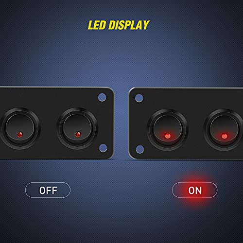 Image of Nilight 5 Gang 3 Pin Rocker Switch Panel On Off SPST Toggle | 12V 12V /20A 24V /10A Pre-Wired for LED Light Bar Rear Rock Lights Cars Trucks RV Boats 4X4 Red