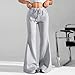 Womens Lounge Work 2025 Fall Loose Pants Elastic High Waist Drawstring Sweatpants Wide Leg Stright Leg Trousers