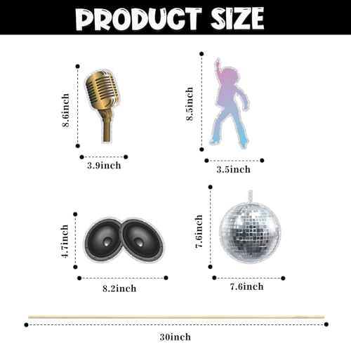 Image of Retro 70s Decade Throwback Party Centerpiece Sticks, Table Decorations for Disco Ball Dance, 70s Decade Throwback Decorations, Totally 1970s Party DIY Dessert Table Toppers.Set of 16