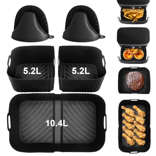 Heißluftfritteuse Zubehör für Ninja 10 4L AF500EU Airfryer Silikonform für Ninja Foodi Flexdrawer 10.4l Wiederverwendbar Heißluftfritteuse Silikon Einsätz für Ninja Air Fryer AF500EUCP