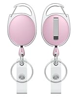Uniclife 2er-Pack Schlüsselanhänger Ausziehbar Schlüsselanhänger Ausweishalter Robustes Schlüsselband Starkem ABS Ausweisclip Gehäuse Edelstahl Spiralfeder 61 cm Karabinerhaken Schlüsselring Rosa