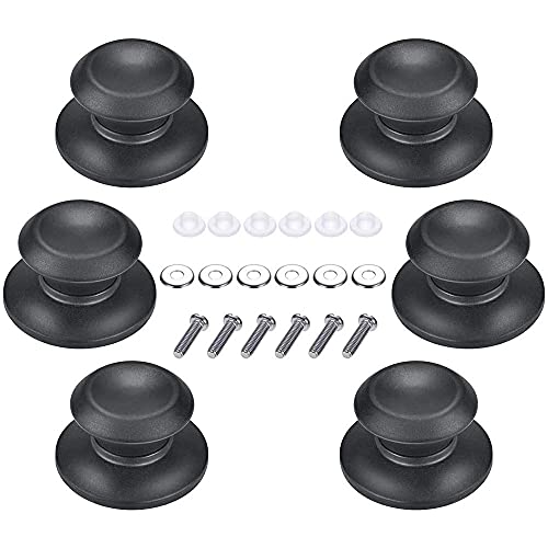 QQWW Ersatzgriff Knöpfe, 6 Stück Glas Topfdeckel Knöpfe, Universal Topfdeckel Knöpfe, Topfdeckel Griff Knöpfe, Kunststoff Topfdeckel Knöpfe, für Crockpot Bratpfanne mit Deckel (Schwarz) Cover