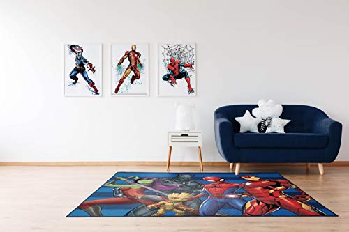 Jay Franco Marvel Avengers Odd Squad Kids Room Rug - Large Area Rug Measures 4 X 5 Feet - Featuring Spiderman, Iron Man, Black Panther, Gamora, & Groot #TOP3