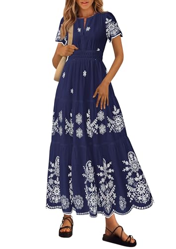 Image of PRETTYGARDEN Womens Summer Dresses Floral Maxi Boho Spring Long Dress