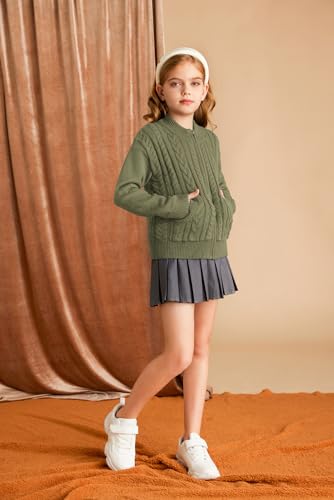 Image of GRACE KARIN Girls Knit Cardigan Sweater Zip Long Sleeve Kids School Uniform Fall Jacket Size 6-14