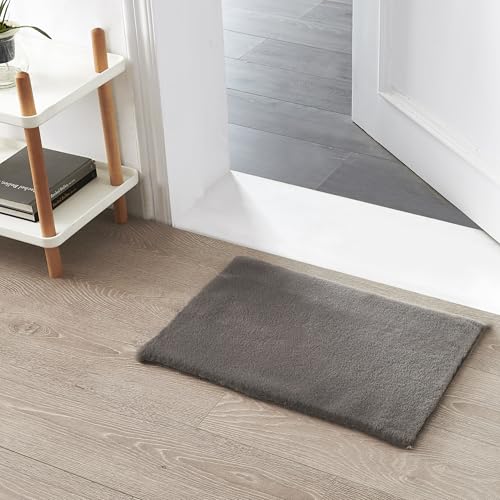 Teppich Wölkchen Flauschiger Teppich aus Kunstfell | Hasenfell, Kurzfell, Hochflor Fell-Teppich für Wohnzimmer oder Schlafzimmer Bett-Vorleger | Dunkelgrau - 40x60cm Teppich Wölkchen Flauschiger Teppich aus Kunstfell | Hasenfell, Kurzfell, Hochflor Fell-Teppich für Wohnzimmer oder Schlafzimmer Bett-Vorleger | Dunkelgrau - 40x60cm