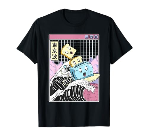 Tostadora Feliz Surf Kanagawa Japón Wave Kawaii Vaporwave Camiseta