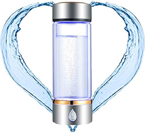 N.P Hydrogen Water Bottle with PEM and SPE Technology,Up to 1500PPB,Portable Hydrogen Water Generator Maker,New Technology Glass Water Ionizer (Silver)