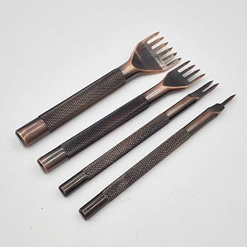 4mm Leather Craft Tool Hole Punches Lacing Stitching Punch Tool 1/2/4/6 Prong Retro colors