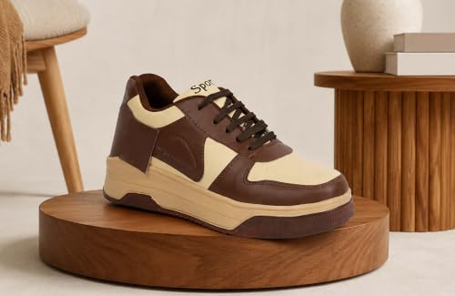 Image of Casual Lace-Up Platform Shoes | Lightweight Fashion Sneakers for Girls (SNE-04)