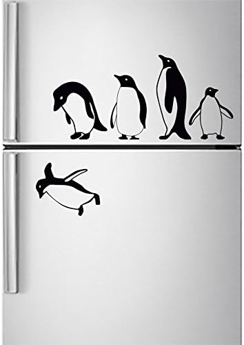 Wall4Stickers® Penguins Fridge Sticker Jumping Flying Funny Vinyl Wall Sticker Decor Decal Mural Kitchen Pets