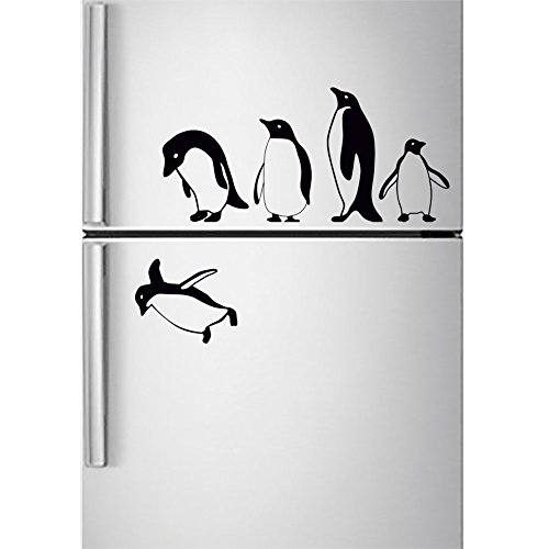 Wall4Stickers® Penguins Fridge Sticker Jumping Flying Funny Vinyl Wall Sticker Decor Decal Mural Kitchen Pets