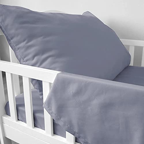 Image of Biloban 3-Piece Toddler Sheet Set Microfiber, Toddler Bedding Set Includes Crib Mattress Sheet, Flat Sheet and Envelope Pillowcase, Silky Soft, Breathable and Lightweight, Grey