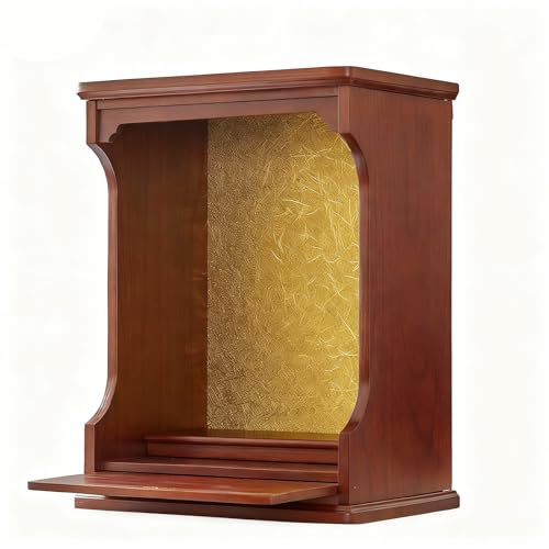 壁掛け/卓上無垢材神棚 引き出し付き ミニ仏壇 小型仏壇 おしゃれ 上置き 小さい 軽量 軽い シンプル 小さな コンパクト モダン リビング マンション 天然木 木製 ブラウン 天然木 洋室 和室 ローズウッド 29*26.5*42.5cm