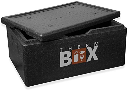 THERM BOX Caja de espuma de poliestireno Caja grande de 40 litros de aislamiento Thermobox Caja para mantener el calor Contenedor térmico GN Interior: 53,9x34x21,9cm Reutilizable Cover