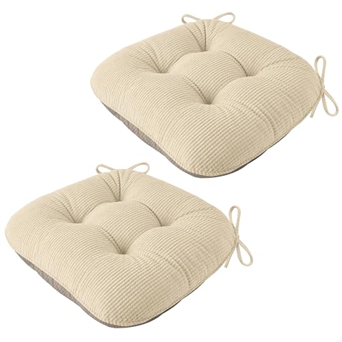 Image of AddGrace Chair Cushions for Dining Chairs Soft Kitchen Seat Cushions 18 inch x 18 inch x 3 inch Non-Slip Seat Pads White Set of 2