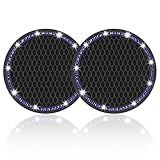 JUSTTOP 2 Pack Universal Auto Anti Slip Cup Holder Insert Coaster, Car Cup Holder Coaster, Bling Crystal Rhinestone Car Interior Accessories, Black - Blue