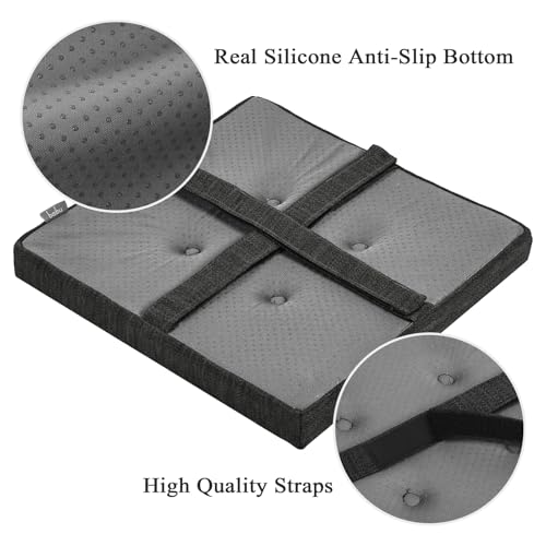 baibu 12 Inches Memory Foam Square Seat Cushion, Dual-Layer Design Bar Stool Square Seat Cushion with Ties - 1 Pads Only, Gray-Black (12'' (30CM))