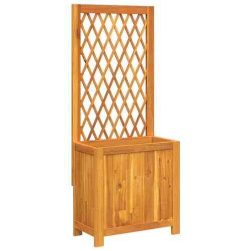 vidaXL Pflanzkübel, Blumenkübel mit Rankgitter, Blumenkasten für Terrasse Garten, Pflanzkasten Hochbeet Pflanzgefäß, Massivholz Akazie