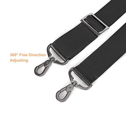 MOSISO 56 Inch Shoulder Strap, Adjustable Thick Soft Universal Replacement Non-Slip Comfort Fit Padded with Metal Swivel Hooks for Laptop Messenger Crossbody Bag Luggage/Duffel/Camera, Black