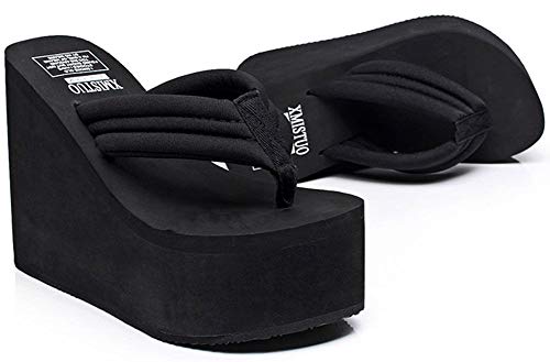QZUnique Women Flip Flop, Thong Wedge Platform Sandals Arch Support Slippers High Heel Comfortable Cushion Shoes Summer Beach2