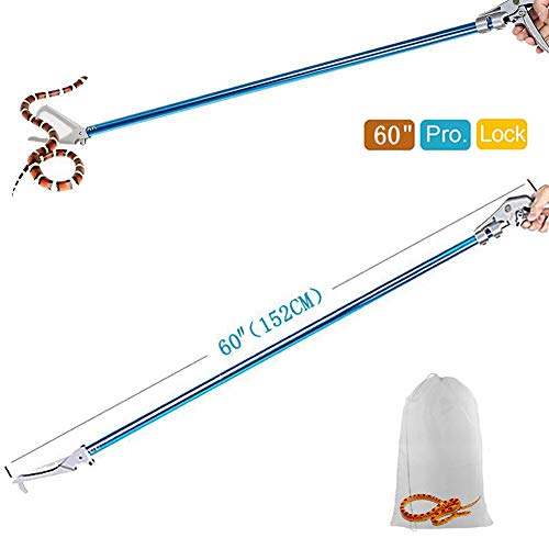 V-Cheetong 60'' Professional All-Aluminum Alloy Snake Tong Reptile Grabber Rattle Snake Catcher Wide Jaw Handling Tool With Lock And Comfortable Grip Handle (Include Snake Bag) #TOP1