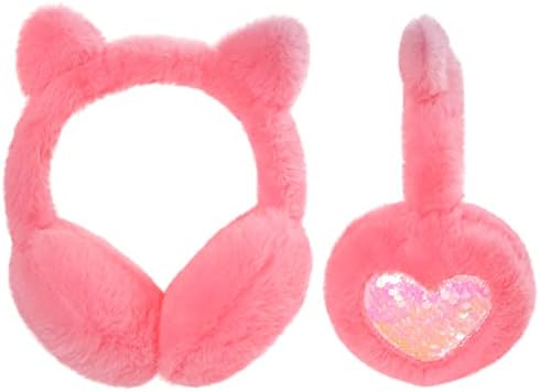 Ear Muffs Kids Winter Girls Earmuffs Cute Unicorn Cat Fluffy Ear Warmer Childrens Plush Thermal Furry Ear Covers Windproof Soft Headband Outdoor Sports Faux Fur Earflaps Ski Cycling Running Headwear