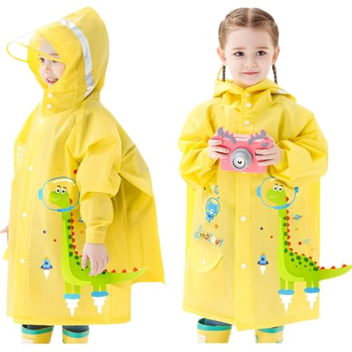 Girls Boys Raincoat Kids Rain Poncho Waterproof Jacket Rainwear Slicker Rain-Gear Yellow,2-3T