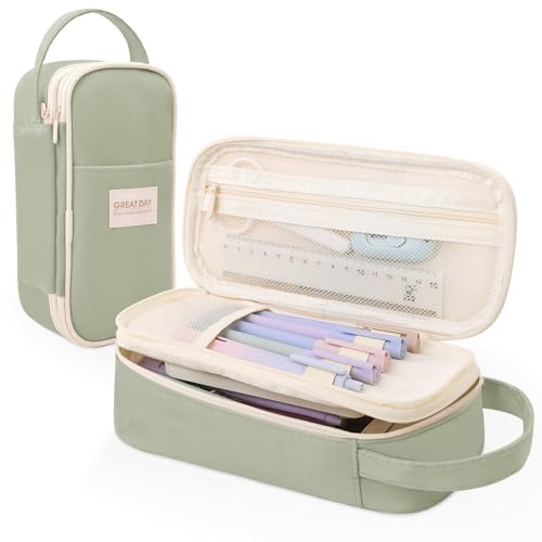 SKYDUE Large Capacity Pencil Case Organizer - Aesthetic School Su...
