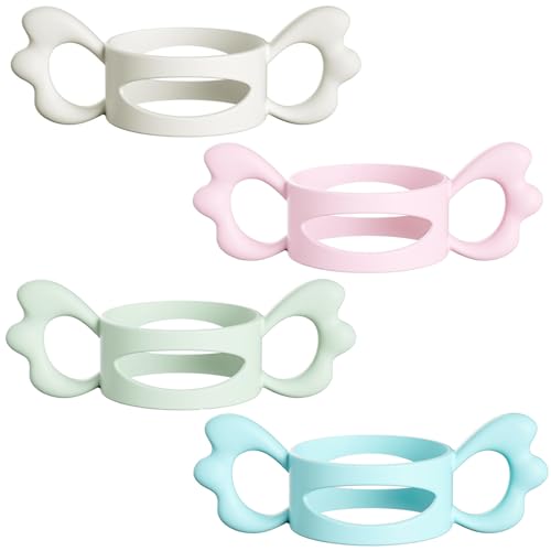 Morofme Babyflaschengriffe 4 Stück，Gute Griffigkeit Silikon Babyflaschen Griffe，für Avent Natural Serie und Außendurchmesser über 6cm Weithals Babyflaschen, für Baby Greifdesign Zubehör