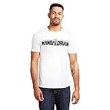 Producto oficial de Star Wars Star Wars Mandalorian Camiseta, Logo Blanco, XL para Hombre