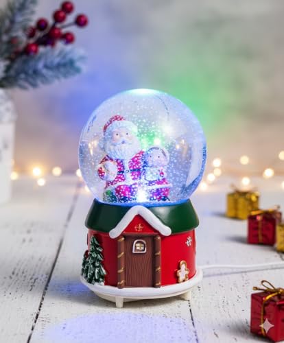 Image of Delightful Santa Claus Toy Christmas Ball| Musical Snow Shower Globe | Animated Plush Christmas Decoration | Animated Jolly Santa Figurine | House | PoPo Toys