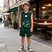 Voxikodex Size 7 8 Years Boys Clothes 2 Piece Hoodie Sleeveless Tee Tops Casual Shorts Set Fashion Kids Boys Summer Outfits Set Green(7-8Y)
