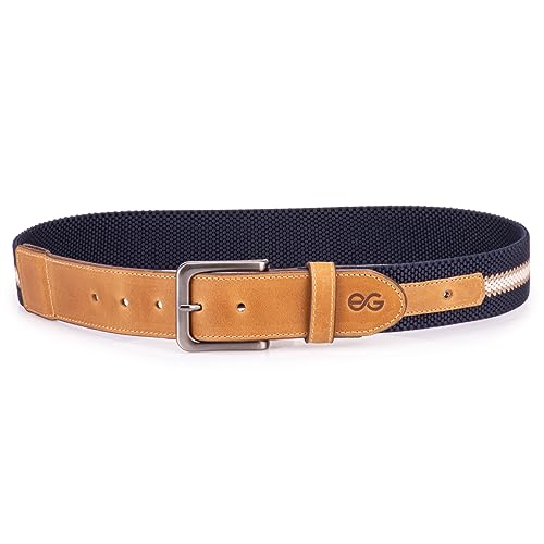 Cinto Masculino Couro Legítimo Elástico Esportivo Ajustável (M (SERVE CALÇA 44 AO 50), MARROM CLARO)
