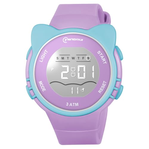 OFFCUP Digital Uhren für Kinder, Wasserdicht Kinderuhr Digital, Kinder Silikon Armbanduhr mit Katzenmotiv Sports Outdoor Digitaluhr mit Wecker Datum Stoppuhr Led Lichter Uhr -Lila OFFCUP Digital Uhren für Kinder, Wasserdicht Kinderuhr Digital, Kinder Silikon Armbanduhr mit Katzenmotiv Sports Outdoor Digitaluhr mit Wecker Datum Stoppuhr Led Lichter Uhr -Lila