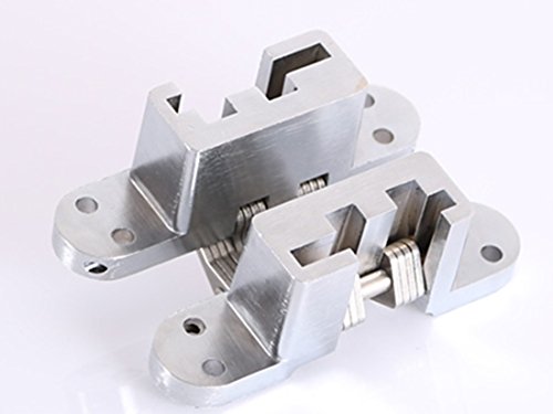 Ranbo (1 Pair) Hidden Gate Hinge Stainless Steel Invisible Door Hinges Concealed Barrel Wooden Box Silver (4-6/9 Inch) #TOP4