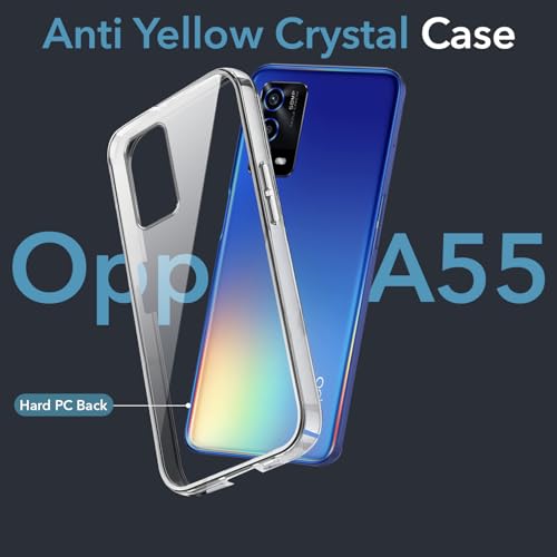 Image of Jkobi Lifetime Anti-Yellow Clear Back Cover Case for Oppo A55 (Sleek Hard Crystal | Shockproof and Camera Protection)