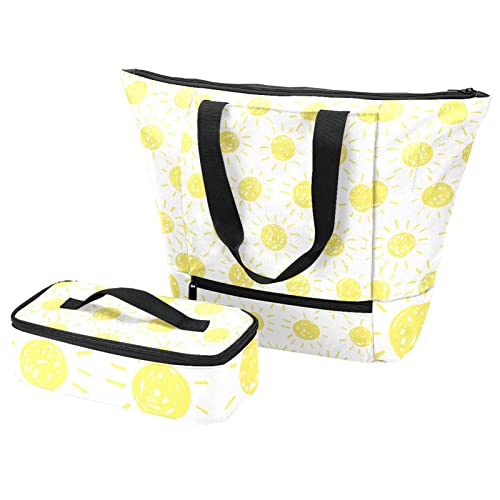 Sac fourre-tout et boîte à déjeuner isotherme jaune pour vos pique-niques et déjeuners