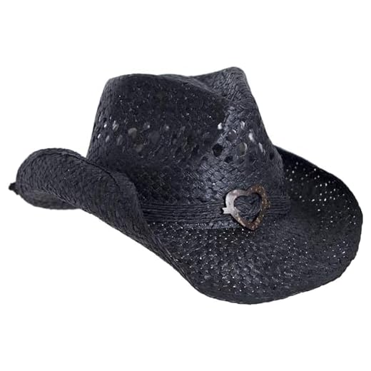 Black Cowboy Hat for Women with Heart