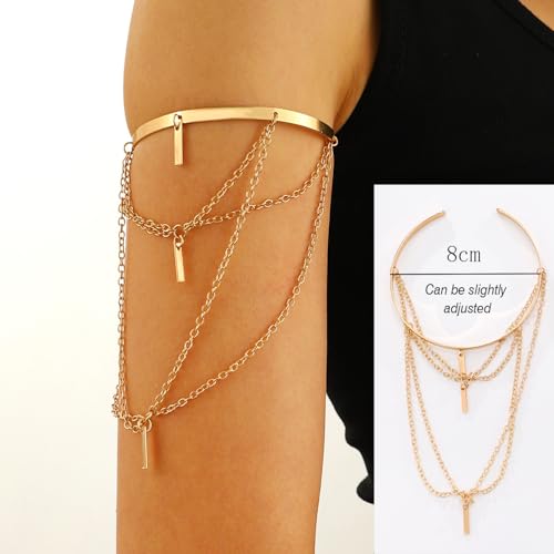 BOMAIL 6-Piece Arm Cuff Set - Gold Armlet, Armband, Adjustable Coil Swirl Upper Arm Cuff Jewelry2