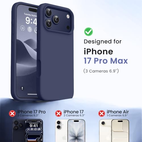 GONEZ Magnetic for iPhone 17 Pro Max Case, [Compatible with MagSafe] Anti-Scratch Microfiber Lining & Screen Protector, Silicone Camera Control, Shockproof Slim Phone Cover 6.9 inch, Navy Blue by GONEZ - Used condition - Image 8