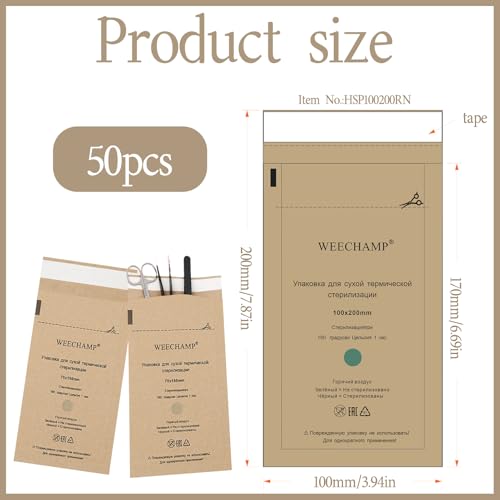 50 Stück Sterilisationsbeutel, Selbstversiegelnde Für Kosmetika Und Nagelwerkzeuge, Einweg Selbstklebende Papierbeutel Für Nagel Sterilisatoren Desinfektion(75 X 150 Mm)